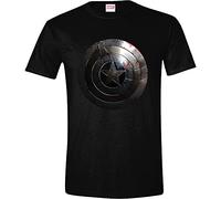 Marvel Captain Shield Silver, T-Shirt Manica Corta Uomo, Nero (Noir), Large (Taille fabricant: L)