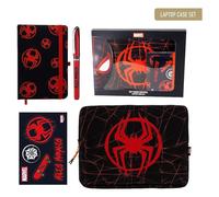 Set Regalo con Custodia per Portatile Spider-Man Marvel, Unisex, con Cerniera e Motivo Ragnatela, taccuino con Gomma e Penna Abbinata, Licenza Ufficiale, Taglia Unica, per Scuola e Ufficio