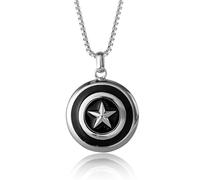 Marvel - Ciondolo da uomo a forma di scudo di Capitan America, in acciaio inox, catena da 56 cm, elegante collana