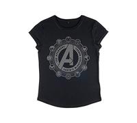 Marvel Classic - Avenger Emblems Women's Rolled-Sleeve Black S