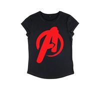 Marvel Classic - Avenger Paint Women's Rolled-Sleeve Black L