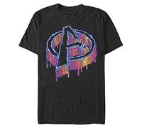 Marvel Classic-Melting Avengers Icon Organic Short Sleeve T-Shirt, Black, L Unisex
