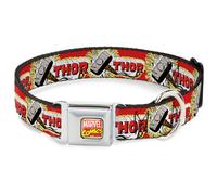 MARVEL COMICS Dog Collar AVA-Marvel Comics THOR & Hammer Red/Yellow/White Small
