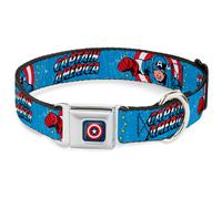 MARVEL COMICS Dog Collar CAB-Captain America Shield Navy CAPTAIN AMERICA w/Acti