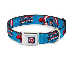 MARVEL COMICS Dog Collar CAB-Captain America Shield Navy CAPTAIN AMERICA w/Acti