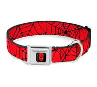 MARVEL COMICS Dog Collar SPDA-Spider-Man Spiderweb Red/Black WIDE-Small 13-17"