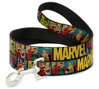 MARVEL COMICS Dog Leash 6-FEET MARVEL/Retro Comic Panels Black/Yellow