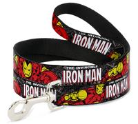 MARVEL COMICS Dog Leash 6-FEET THE INVINCIBLE IRON MAN Stacked Comic Books/Actio