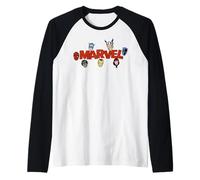 Marvel Comics Logo with Heroes Maglia con Maniche Raglan