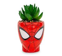Marvel Comics, mini fioriera in ceramica con testa di ragnatela di Spider-Man, 7,6 cm, con piante grasse artificiali, piccolo vaso per fiori, piante finte da interno