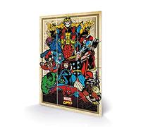 Marvel Comics MW12494P - Stampa su legno, 29,5 x 20 cm, Marvel Retro (Avengers), MDF, Multicolore, 5 x 20 x 1,2 cm