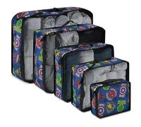 Marvel Comics Set di 5 cubi da imballaggio - Spiderman, Ironman, Capitan America - 5 pezzi cubi da imballaggio a compressione accessori essenziali da viaggio - Set organizer per valigie - per bambini