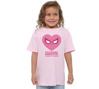 Marvel Comics Spiderman Heart Girls T Shirt, Light Pink, Rosa Chiaro, 7-8 Anni Bambine e Ragazze