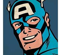 Marvel Comics Stampa su Tela Captain America Close-up, Poliestere, Multicolore, 40 x 40 cm