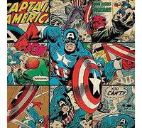 Marvel Comics Stampa su Tela Captain America Squares, Cotone, Multicolore, 3,20 x 40,00 x 40,00 cm