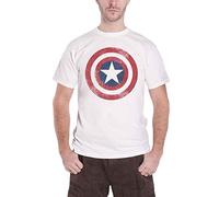 Marvel Comics T Shirt Captain America Distressed Shield Nuovo Ufficiale Uomo Size L