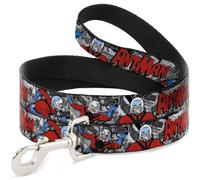 MARVEL COMICSDog Leash 6-FEET Classic ANT-MAN 3-Poses/Comic Stacked Grays/Black/