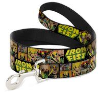 MARVEL COMICSDog Leash 6-FEET Retro IRON FIST Action Pose/Comic Scene Blocks Bla