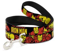 MARVEL COMICSDog Leash 6-FEET THE INVINCIBLE IRON MAN Action Poses Black/Red/Yel