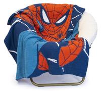 Marvel - Coperta morbida in maglia con piume di Spiderman, blu pelosa, misura 127 x 152,4 cm, biancheria da letto super morbida e leggera