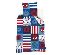 Marvel - Copripiumino Marvel Spiderman Logo - 140 x 200 cm + 1 federa 63 x 63 cm, 100% cotone, colore: blu