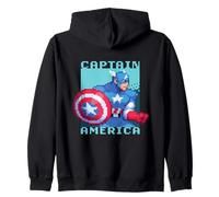 Marvel Cosmic Invasion Captain America Retro Pixel Graphics Felpa con Cappuccio