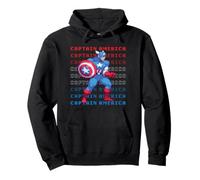 Marvel Cosmic Invasion Captain America RWB Pixel Graphics Felpa con Cappuccio