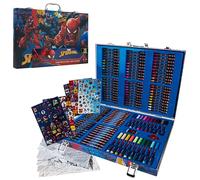 Marvel Custodia artistica per ragazzi con matite colorate, pennarelli lavabili, pastelli, adesivi e forniture da disegno, kit di pittura da viaggio, regalo per bambini (Spiderman)