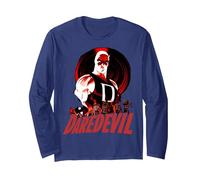 Marvel Daredevil Red Cityscape Maglia a Manica, Unisex per Adulti, Navy, S