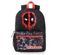 Marvel Deadpool Boys Zaino Nero e Rosso con Spallacci Regolabili | Supereroe Pratico & Organizzato Bagaglio Sport Zaino Scuola Per Bambini
