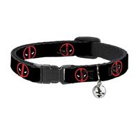 MARVEL DEADPOOL Cat Collar Breakaway with Bell Deadpool Logo Black/Red/White NAR
