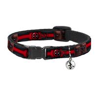 MARVEL DEADPOOL Cat Collar Breakaway with Bell Deadpool Utility Belt Logo/Pocket