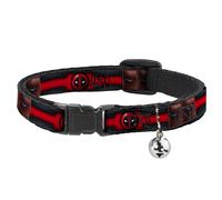 MARVEL DEADPOOL Cat Collar Breakaway with Bell Deadpool Utility Belt Logo/Pocket