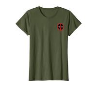 Marvel Deadpool Corner Chest Logo Maglietta, Donna, Oliva, XL
