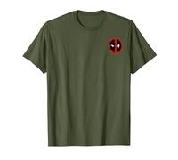 Marvel Deadpool Corner Chest Logo Maglietta, Uomo, Oliva, XXL