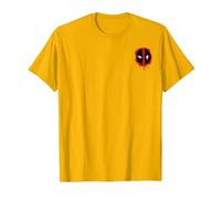 Marvel Deadpool Corner Chest Logo Maglietta, Uomo, Oro Brillante, S