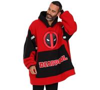 Marvel Deadpool - Felpa con cappuccio da uomo in pile completamente foderata, oversize, colore: rosso, Rosso, Taglia unica