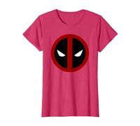 Marvel Deadpool Large Circle Logo Maglietta, Donna, Rosso mélange, XS