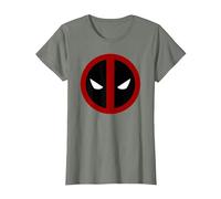 Marvel Deadpool Large Circle Logo Maglietta, Donna, Verde Militare mélange, XS
