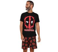 Marvel Deadpool - Pigiama corto da uomo, abbigliamento da notte, Nero , L