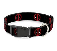 MARVEL DEADPOOL Plastic Clip Collar Deadpool Logo Black/Red/White Medium 11-16.
