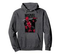 Marvel Deadpool Sword Felpa con Cappuccio, Unisex per Adulti, Grigio Scuro, S
