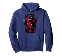 Marvel Deadpool Sword Felpa con Cappuccio, Unisex per Adulti, Navy, L