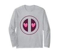 Marvel Deadpool Valentine's Day Cute Heart Eyes Chest Logo Maglia a Manica