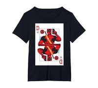 Marvel Deadpool Wade Wilson Playing Card Maglietta, Donna Plus-Size, Nero, 4X