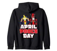 Marvel Deadpool & Wolverine April Pool's Day Kick Me Hug Me Felpa con Cappuccio
