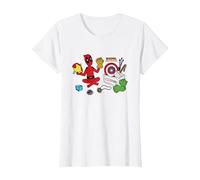 Marvel Deadpool & Wolverine Avengers Tool Box Sketch Icons Maglietta, Donna, Bianco, XL