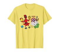 Marvel Deadpool & Wolverine Avengers Tool Box Sketch Icons Maglietta, Uomo, Limone, XXL