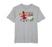 Marvel Deadpool & Wolverine Avengers Tool Box Sketch Icons Maglietta, Uomo Taglie Grandi, Grigio Melange, 2X Tall