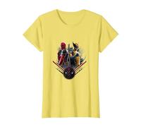 Marvel Deadpool & Wolverine Back To Back Epic Shot Maglietta, Donna, Limone, S